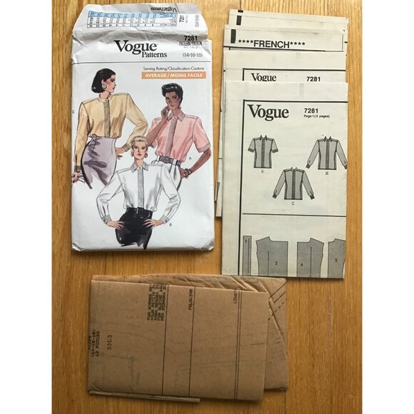 Misses or Petite 1980s Blouse Pattern Bust 36 38 40 Vogue 7281 UNCUT - Picture 5 of 6